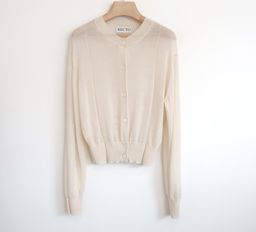 RECTO Neutrals Tissue Featherweight Wool Cardigan Sweater Top SSENSE S $675